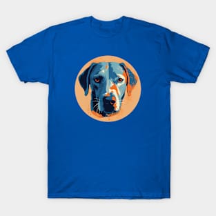 Dog Portrait in Orange and Blue T-Shirt